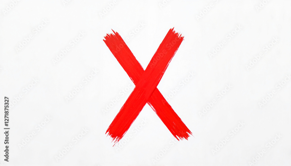 Obraz premium Red X mark on white paper signifying rejection, bold symbolism