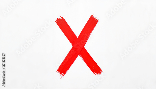 Red X mark on white paper signifying rejection, bold symbolism