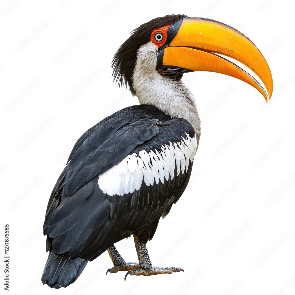 Majestic Hornbill with Vibrant Beak with Transparent Background Majestic Hornbill with Vibrant Beak with Transparent Background