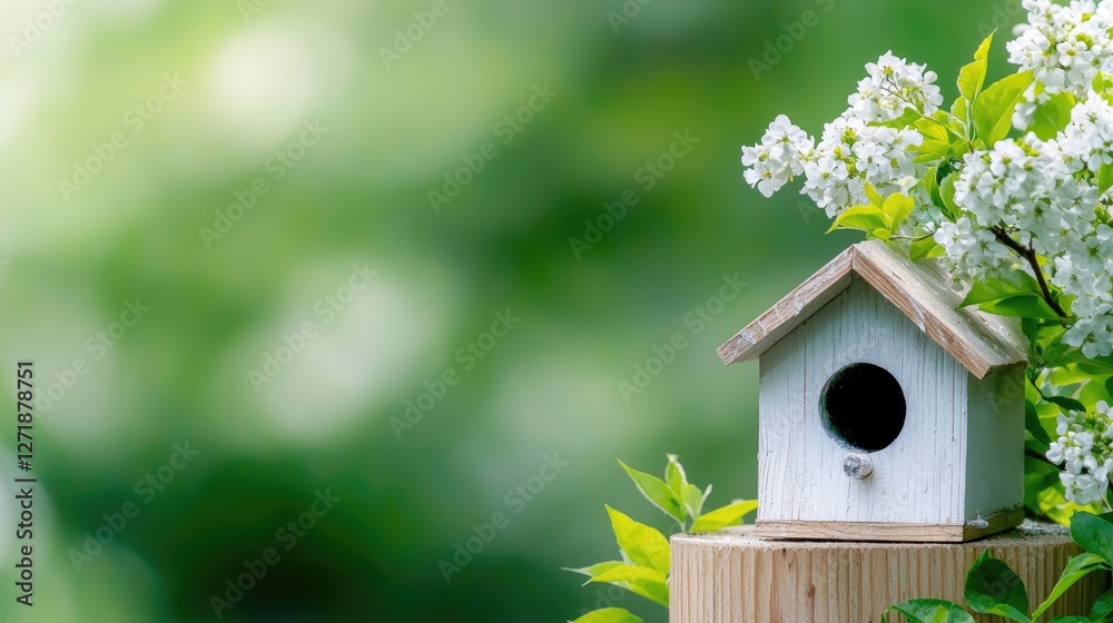 Birdhouse spring garden nature background Birdhouse spring garden nature background
