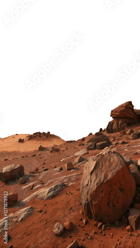 Mars landscape with rocks and mountains