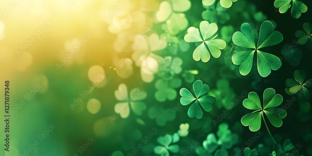 Green background with a bunch of green clovers Green background with a bunch of green clovers