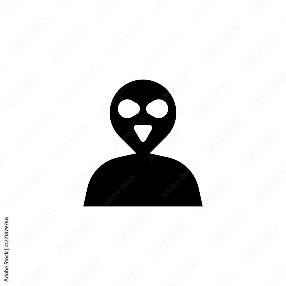 Scary evil alien icon. Isolated vector illustration on white background. Scary evil alien icon. Isolated vector illustration on white background.