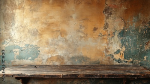 The traces of time on the mottled wall