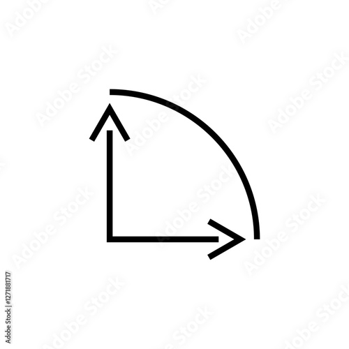 Double angle arrow. Right angle 90 degrees. Folded in half dual sided arrow.