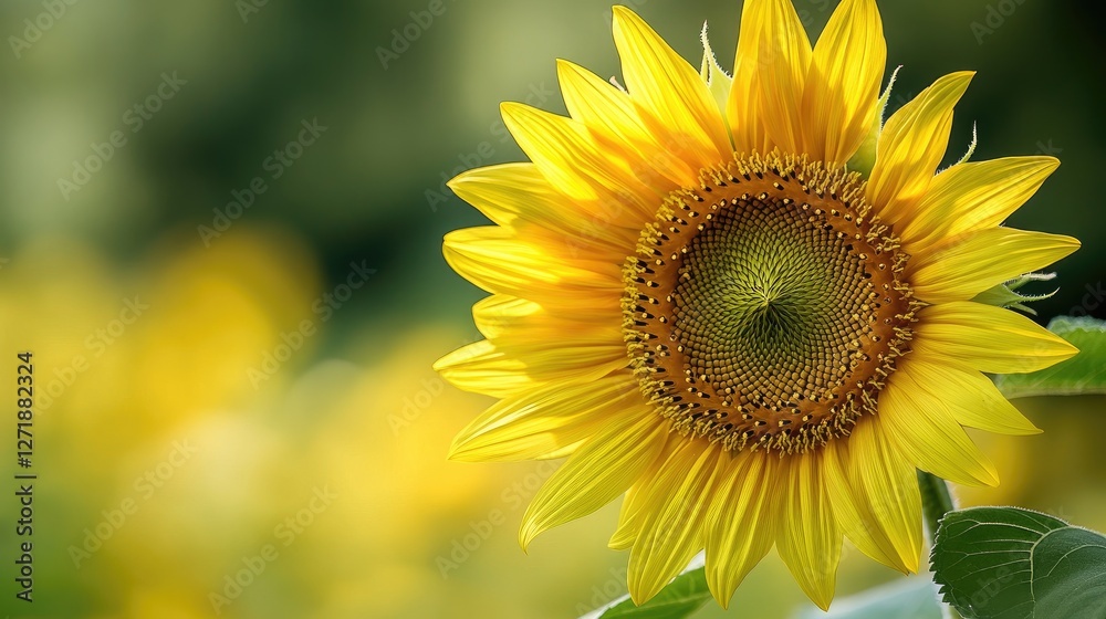 A macro view of a bright yellow sunflower with its textured center and surrounding petals in sharp focus, set against a muted, complementary background. A macro view of a bright yellow sunflower with its textured center and surrounding petals in sharp focus, set against a muted, complementary background.
