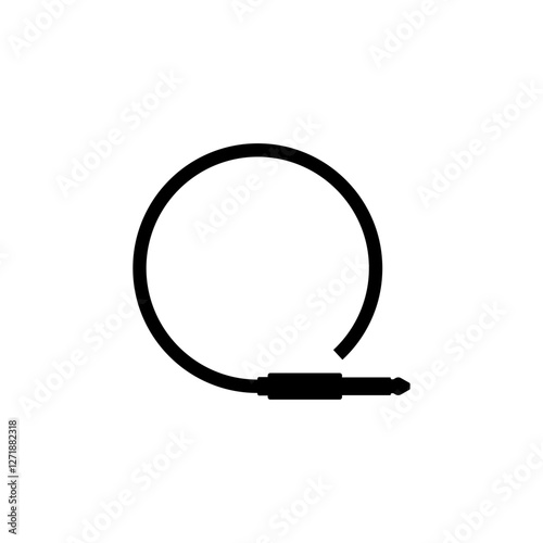 Audio cable with a long round wire. Vector icon.