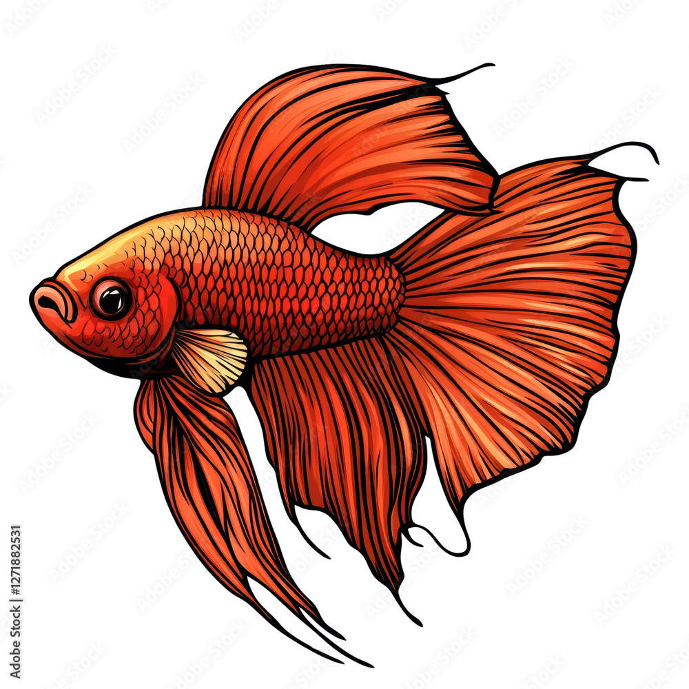 Fototapeta premium Stunning Illustration of a Vibrant Goldfish on white background