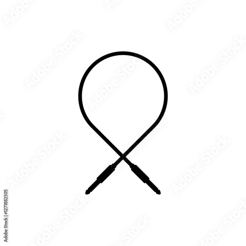 Audio cable with long round cord and two connectors. Vector icon.