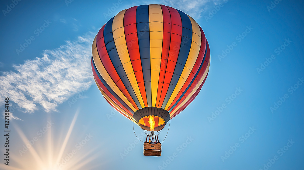 Naklejka premium A hot air balloon is flying high in the sky