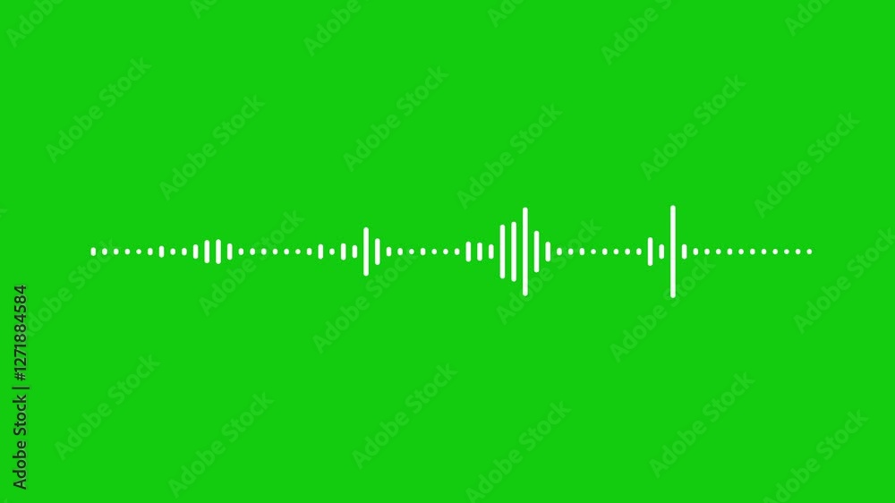 audio bar, spectrum form white video footage of audio visualizer on green background. sound wave or audio wavefrom isolated on green screen background, Animated sound wave spectrum.