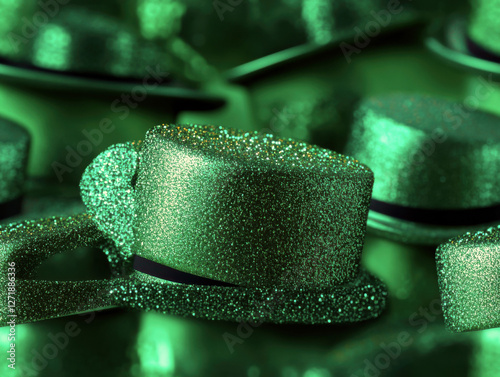 Green Glitter Leprechaun Hats St. Patricks Day Party Festive
