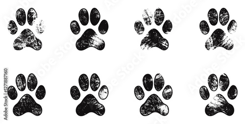 Paw Prints Set, Hand Drawn Sketch, Animal Tracks, Wildlife Art, Vector Illustration, Pet Footprints, Nature Design, Paw Sketch, Hand-drawn Animal Art