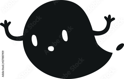 Flat halloween ghost black silhouette