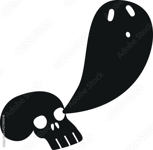 Creepy black ghost and skull