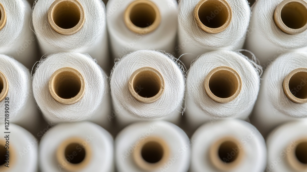 White spools of thread. Craft sewing background White spools of thread. Craft sewing background
