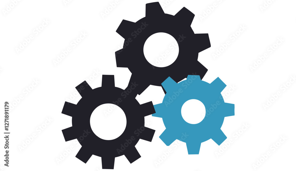 Vector illustration, flat icon settings gears or cogs, apps, websites, mechanical, automation, technology, engineering, process, cogwheel, machinery, system, industry Vector illustration, flat icon settings gears or cogs, apps, websites, mechanical, automation, technology, engineering, process, cogwheel, machinery, system, industry