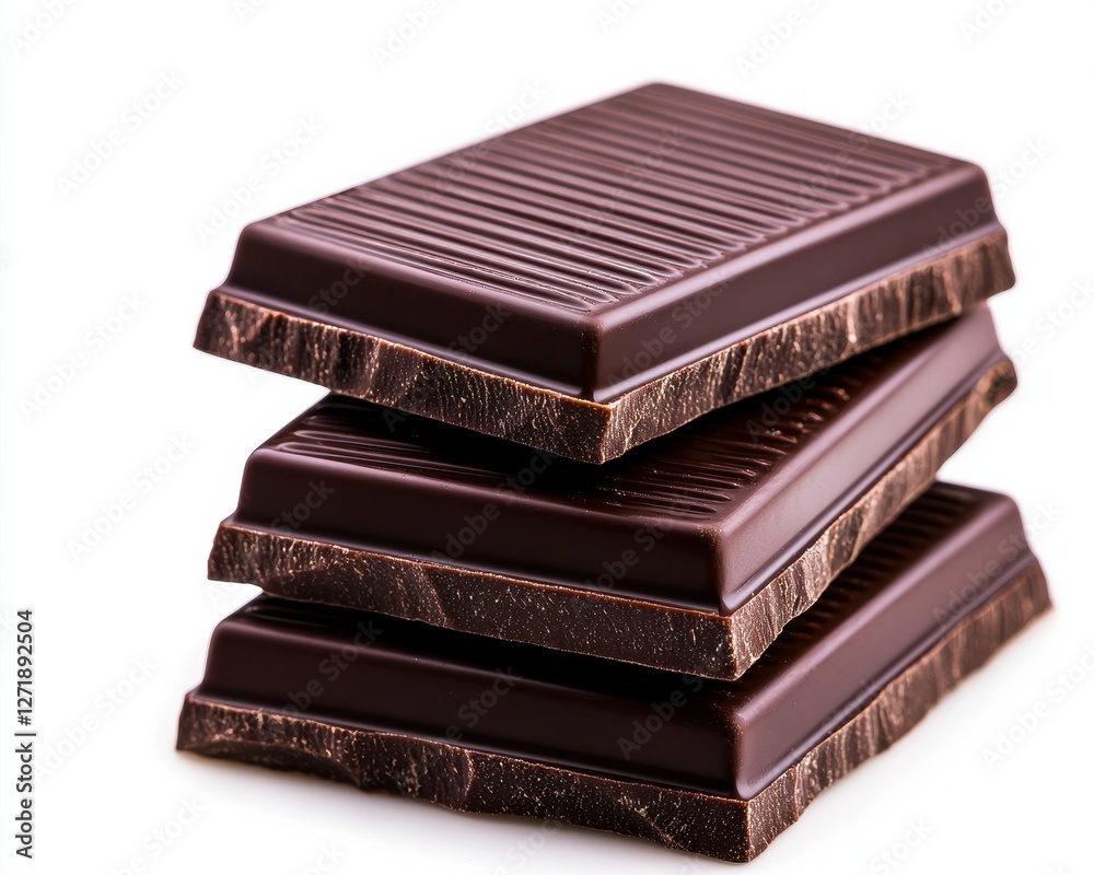 Three stacked chocolate bars with rich, dark texture, perfect for indulgent treats.