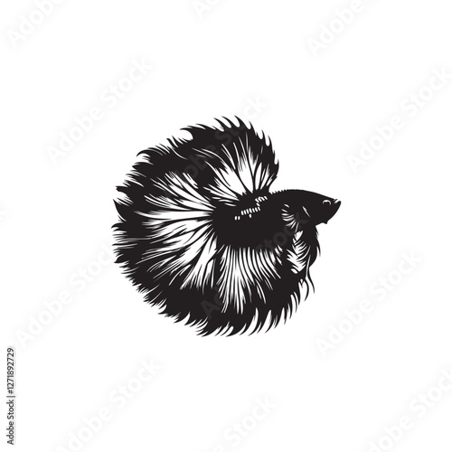Vector silhouette Betta fish logo art