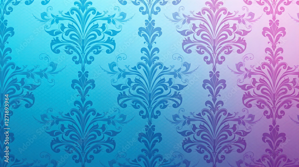 Fototapeta premium decorative damask pattern including complex floral and scroll motifs. elegant and classic wallpaper style. symmetrical and repeating look