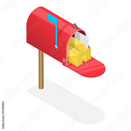 3D Isometric Flat Vector Set of Mailboxes, Post Elements. Item 7