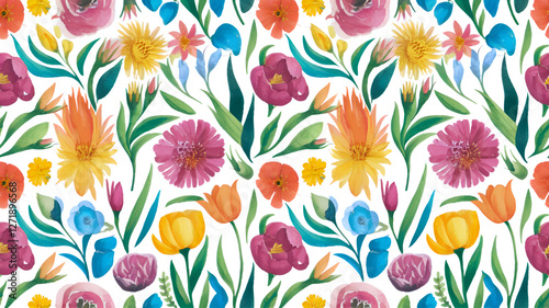 Beautiful colorful seamless floral pattern design background wallpaper 