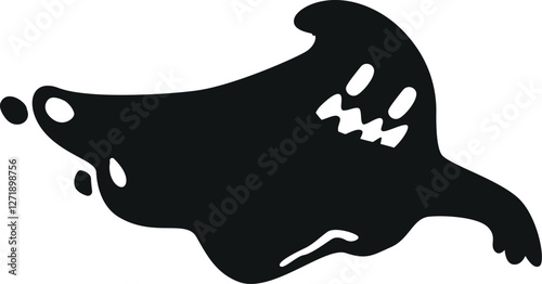 Spooky monochrome ghost vector illustration