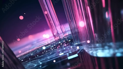 Abstract pink fiber optics technology background