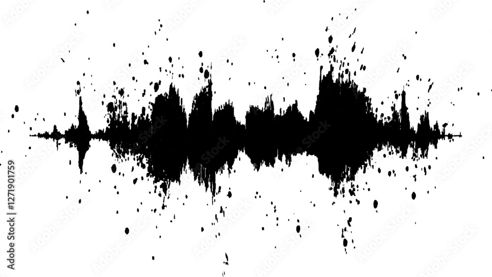 Black and white sound wave with a white background. Vector brush grunge texture Rough Black Scratches splatter grunge distressed background. Black and white sound wave with a white background. Vector brush grunge texture Rough Black Scratches splatter grunge distressed background.