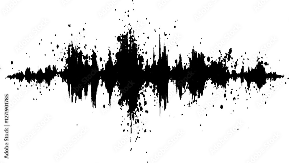 Obraz premium Black and white sound wave with a white background. Vector brush grunge texture Rough Black Scratches splatter grunge distressed background.