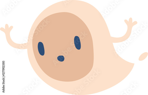 Amazed cartoon halloween ghost vector illustration