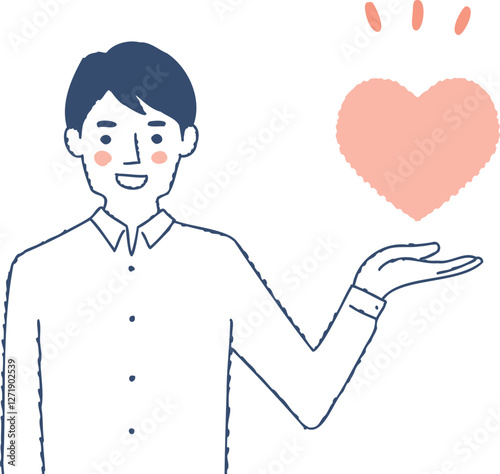  手の上にハートを乗せている男性