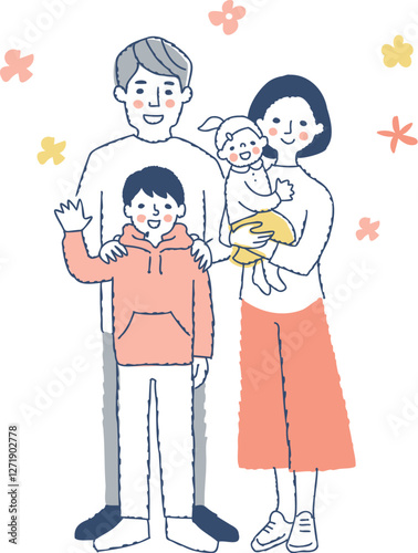 笑顔の4人家族