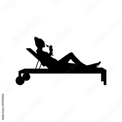 A sexy girl is reclining on a beach chair vector.