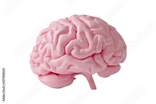 Pink Brain Model isolated on transparent background.