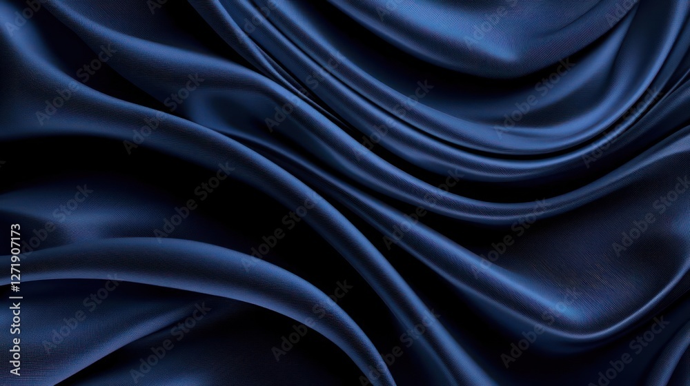 Dark Blue Silk Fabric Draped Texture Dark Blue Silk Fabric Draped Texture
