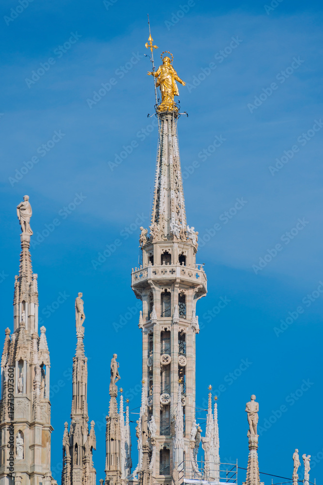 Milan Cathedral, Duomo di Milano, dedicated to St Mary of the Nativity. The Gothic cathedral began to be built in 1386 and took six centuries to complete, the fifth largest in the world. Italy, 2019
Milan Cathedral, Duomo di Milano, dedicated to St Mary of the Nativity. The Gothic cathedral began to be built in 1386 and took six centuries to complete, the fifth largest in the world. Italy, 2019