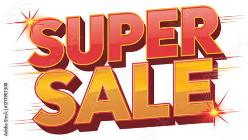 Bold graphic super sale banner Transparent background