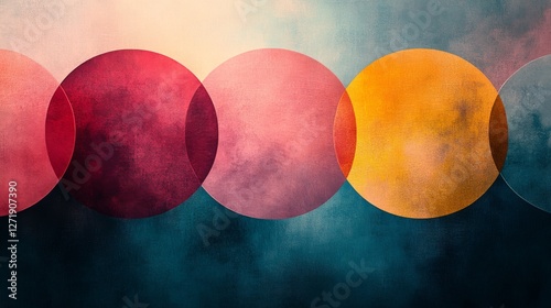 Overlapping circles create a modern colorful abstract painting