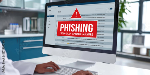 Cyber security software show alert of cyber attack for protection brisk. Danger from virus, phishing and cyber fraud.