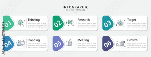 Infographic template. 6 Step timeline journey, Flat simple infographics design template. presentation graph. Business concept with numbers 6 options or steps vector illustration.