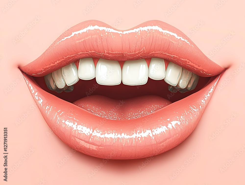 Obraz premium Amused Lips with White Teeth
