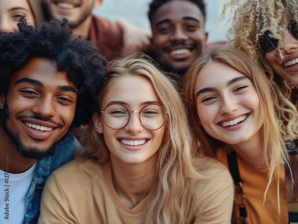 Group of friends smiling for a photo Group of friends smiling for a photo