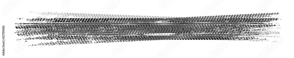Grunge tire tracks with mud splatters, dirty wheel braking marks. Truck, car, or motorcycle tread pattern silhouettes. Perfect for off-road, motorsport, and racing designs. Vector illustration Grunge tire tracks with mud splatters, dirty wheel braking marks. Truck, car, or motorcycle tread pattern silhouettes. Perfect for off-road, motorsport, and racing designs. Vector illustration