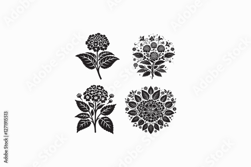 A Lantana flower vector silhouette image made by adobe illustrator. eps
