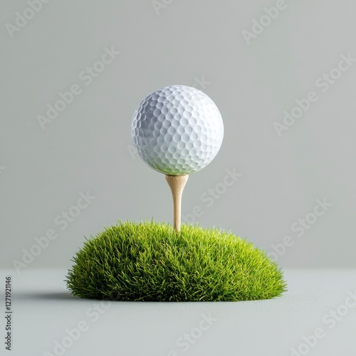 A beautifully rendered golf tee with a white golf ball perched atop lush green grass, symbolizing the essence of the sport.