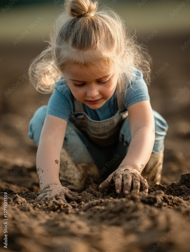 Endearing Little Girl in a Field of Dirt Endearing Little Girl in a Field of Dirt
