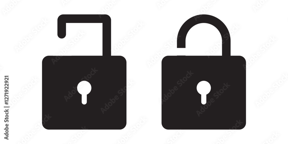 Lock icon flat editable icon mark set. Lock icon flat editable icon mark set.