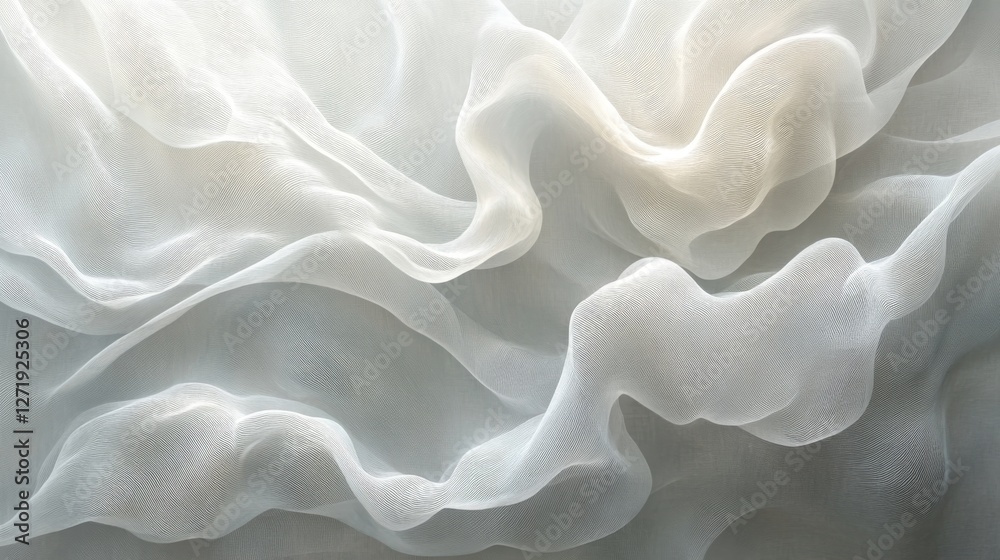 Obraz premium Light ethereal white fabric drapes softly creating flowing waves