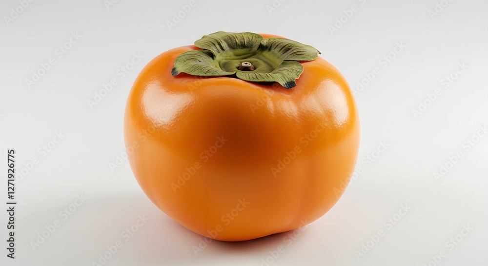 Studio Shot of Fresh Ripe Persimmon Fruit on White Background Studio Shot of Fresh Ripe Persimmon Fruit on White Background